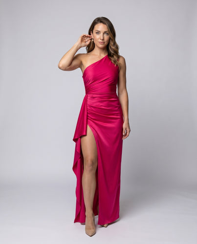 Damen Elegantes und figurbetontes Abendkleid mit asymmetrischem Schnitt EB