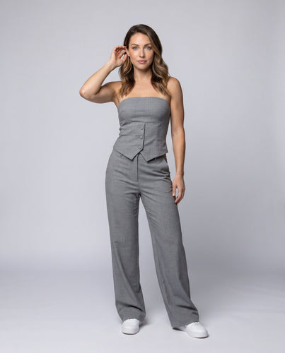 Damen Elegantes und figurbetontes Set mit Bustier und weiten Hosen EB
