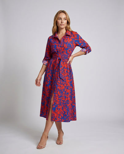 Damen Hemdblusenkleid mit raffinierter Taillierung und Schlitz EB