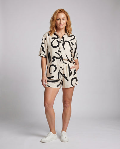 Damen Kurzarm Hemdblusenkleid EB