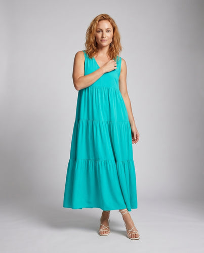 Damen Maxikleid mit lässigem Schnitt und Volantdetails EB