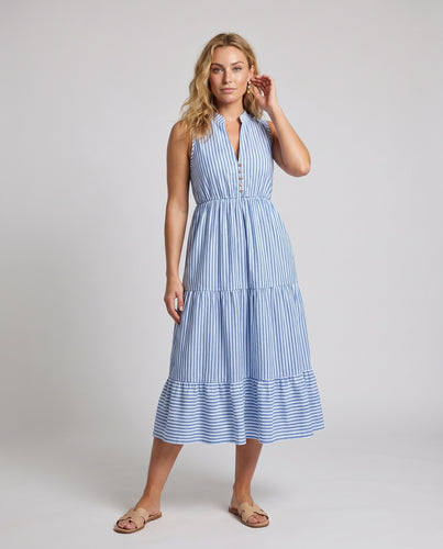 Damen Sommerliches Hemdkleid mit Knopfdetails und Streifenmuster EB
