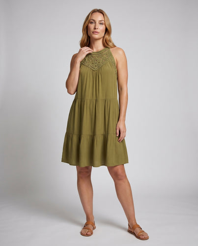 Damen Sommerliches Wickelkleid mit Spitzenakzenten EB