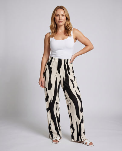 Damen Weite Palazzo-Hose mit modernem Grafikmuster EB