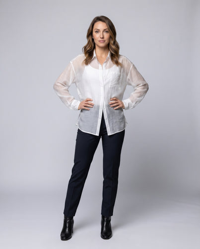 Damen Baumwollbluse mit elegantem Spitzenbesatz und lockerer Silhouette