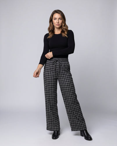Damen Bequeme Karohosen mit elastischem Bund und seitlichen Taschen