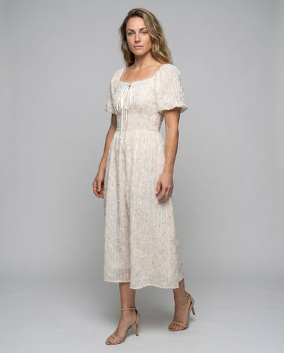 Damen Blumenkleid mit Spitzenbesatz und Rüschendetails
