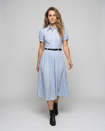 Damen Blusenkleid mit tailliertem Design und elegantem Karomuster