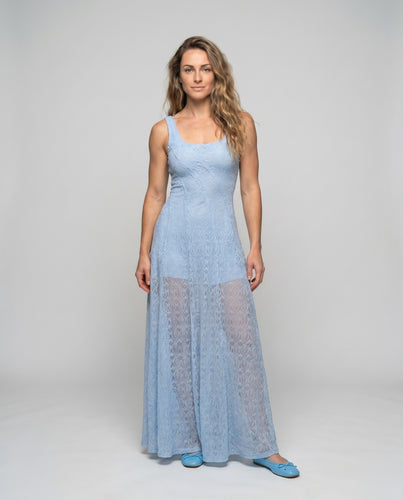 Damen Elegantes langes Spitzenkleid