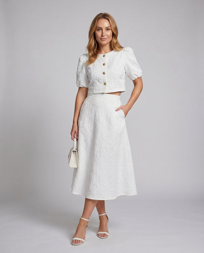 Damen Elegantes Set mit taillierter Bluse und fließendem Maxi-Rock