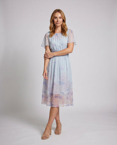 Damen Elegantes und zartes Minikleid mit schimmernden Ärmeln