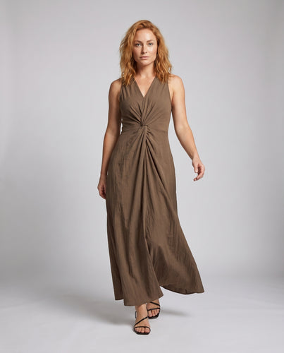 Damen Elegantes Wickelmaxikleid mit tiefem V-Ausschnitt und fließendem Schnitt