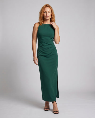 Damen Etuikleid mit elegantem Stehkragen und schickem Schlitz