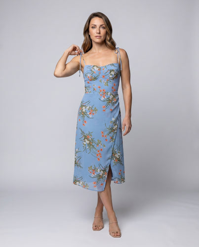 Damen Etuikleid mit zarten Trägern und floralem Design