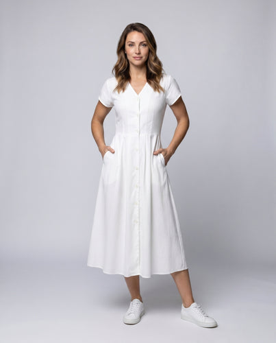 Damen Hemdblusenkleid mit Taillengürtel und Knopfdetails