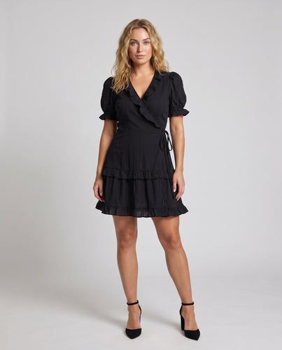 Damen Kleid mit voluminösen Puffärmeln und verspielten Rüschendetails
