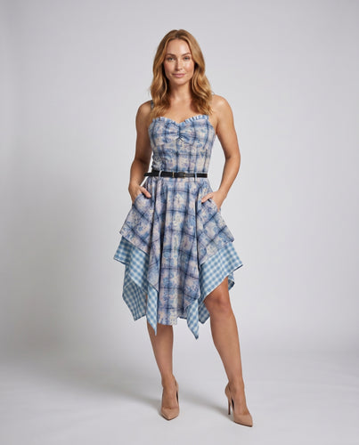 Damen Langarm Kleid mit asymmetrischem Schnitt und floralen Mustern