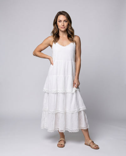 Damen Langes Maxikleid mit zartem Rüschendesign und elagantem Spaghettiträger von