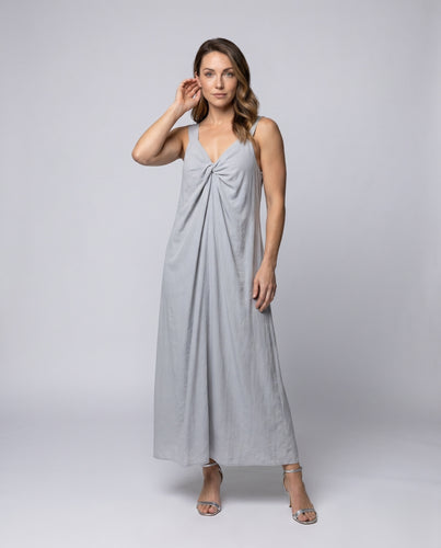 Damen Langes Sommerkleid mit dekorativem Knotendetail und fließendem Schnitt