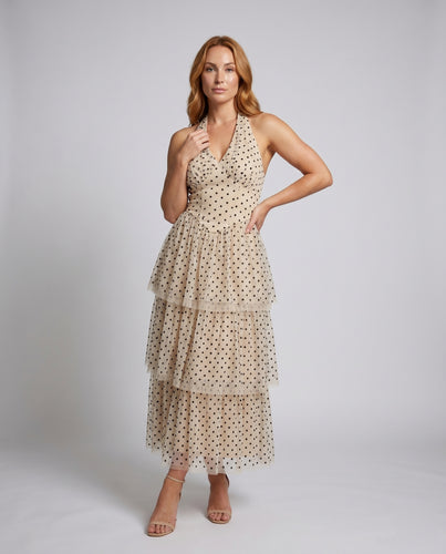 Damen Maxikleid mit asymmetrischem Schnitt und Rüschen von
