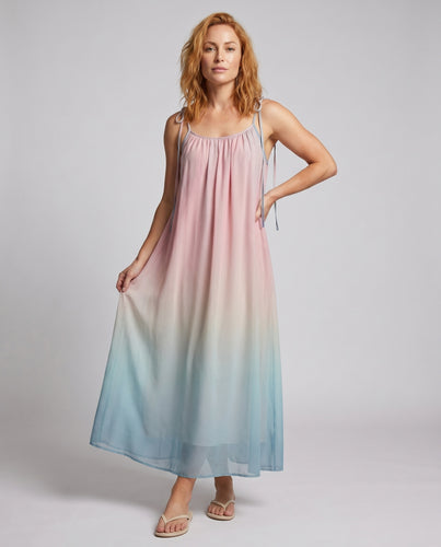 Damen Maxikleid mit elegantem Farbverlauf und körperumspielendem Schnitt