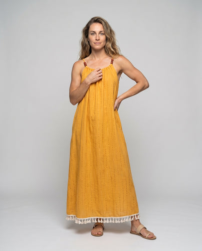 Damen Maxikleid mit verspieltem Schnitt und dekorativem Häkelrand