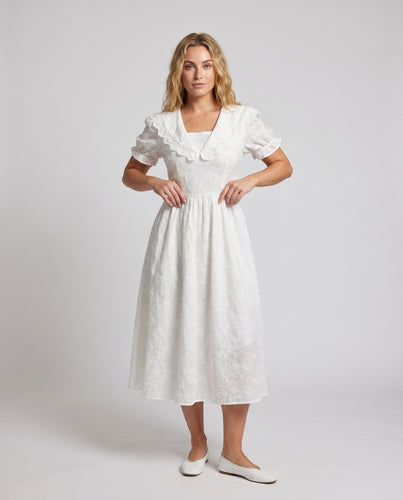 Damen romantisches Vintage-Kleid mit Rüschendetails und Spitzeneinsätzen