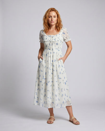 Damen Sommerliches Maxi-Kleid mit floralem Design und elastischer Taille
