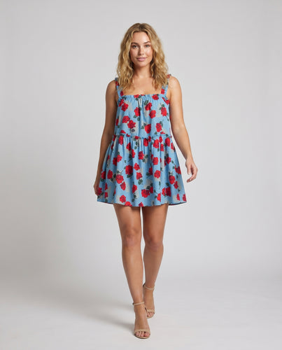 Damen Verspieltes Blumenkleid mit schwingendem Rock und zarten Trägern