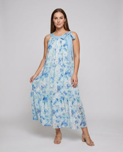 Damen verspieltes Sommerkleid mit zarten Trägern und floralen Akzenten