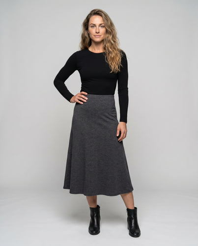 Damen Weit geschnittener Midirock mit schwingendem Saum und seitlichem Schlitz