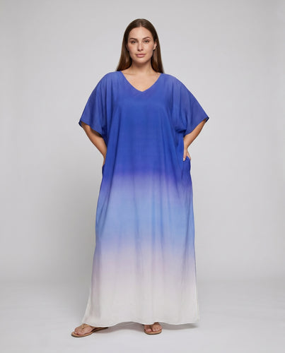 Damen ankle-length Kaftan-Style Kleid mit asymmetrischem Saum und Quasten EB