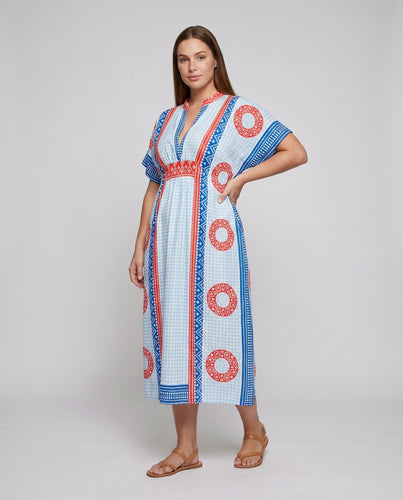 Damen Chiffon Strandkleid mit kunstvollem Muster und lässigem Schnitt EB