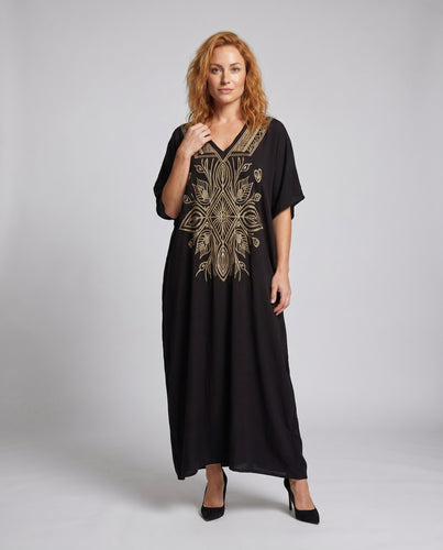 Damen elegante Kaftanrobe mit exquisitiven Stickereien EB