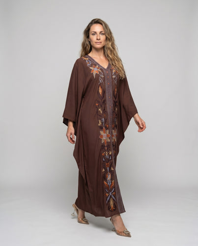 Damen Eleganter, bestickter Kaftan mit fließendem Schnitt und weit geschnittenen Ärmeln EB