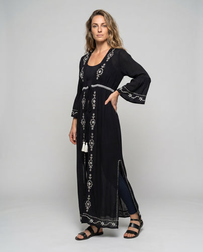 Damen eleganter Häkel-Strandüberwurf mit filigraner Bestickung EB