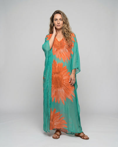 Damen Eleganter Kaftan mit auffälligem Floral-Design EB