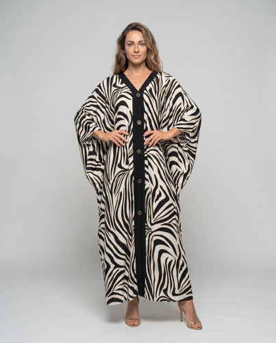 Damen eleganter Kaftan mit auffälligem Wellenmuster EB