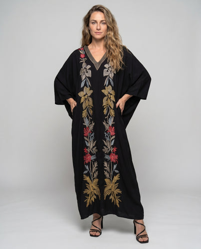Damen Eleganter Kaftan mit aufwendiger floralem Stickerei EB