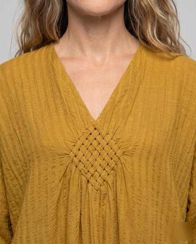 Damen eleganter Kaftan mit durchgehendem V-Ausschnitt und asymmetrischem Saum EB