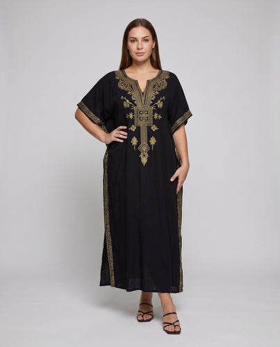 Damen Eleganter Kaftan mit exquisiter Bestickung und seitlichen Schlitzen EB
