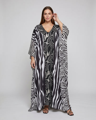 Damen Eleganter Kaftan mit geometrischem Zickzackmuster EB