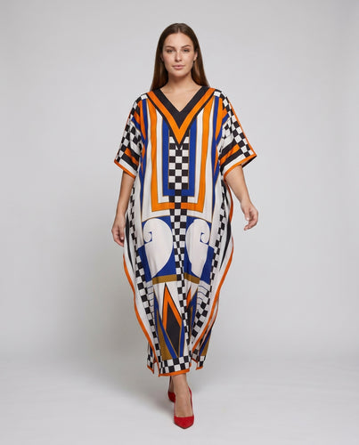 Damen eleganter Kaftan mit künstlerischem Druck EB