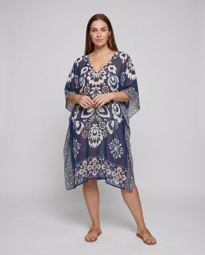 Damen eleganter Kaftan mit künstlerischem Druck und weitem Schnitt EB