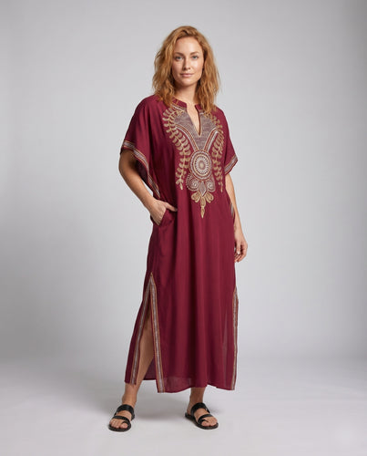 Damen Eleganter Kaftan mit kunstvoller Goldstickerei EB