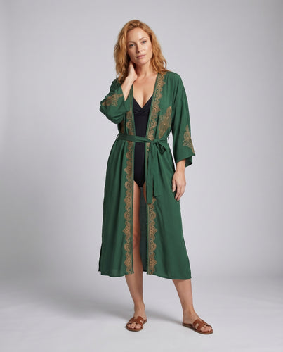 Damen eleganter Kimono mit luxuriöser Bordüre EB