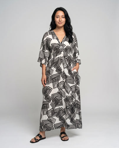 Damen eleganter Strandkaftan mit verspieltem Muster EB