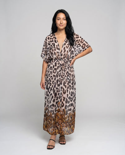 Damen eleganter Strandkimono mit tierischem Muster EB