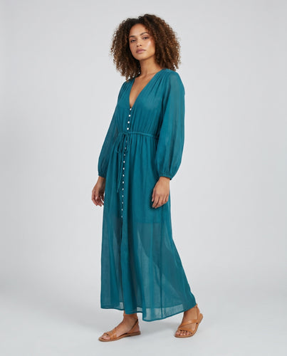Damen elegantes Maxi-Strandkleid mit transparentem Stoff und lässigem Schnitt EB