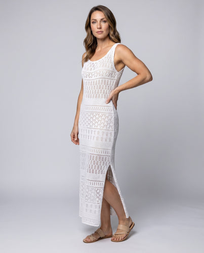 Damen Häkel-Maxikleid mit elegantem Schnitt EB